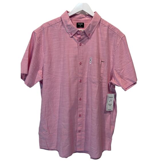 Hurley Other - Hurley Shirt Mens Sz XL One & Only Stretch Cotton Short Sleeve Collar Pink NEW